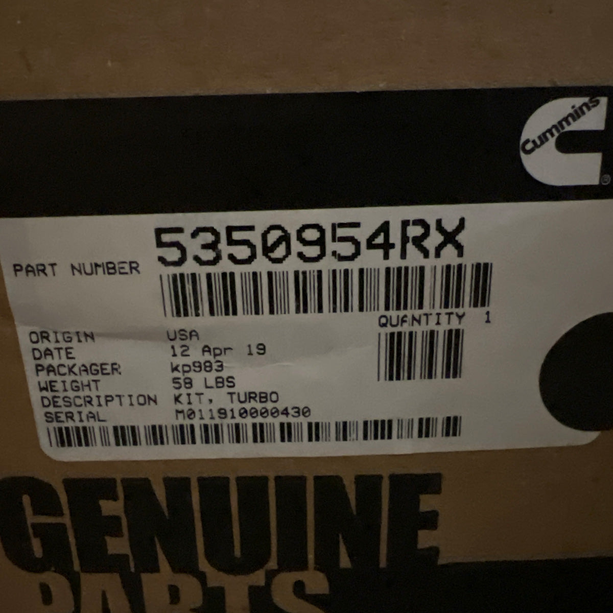 Cummins reman turbocharger 5350954RX OEM replacement
