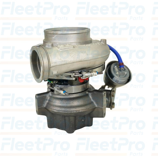 Side profile of DD13 12.8L GHG14 reman turbocharger RA4710968399 for Detroit Diesel engines