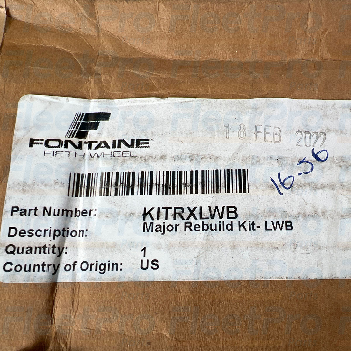 Factory box packaging and genuine Fontaine part number label for KITRXLWB
