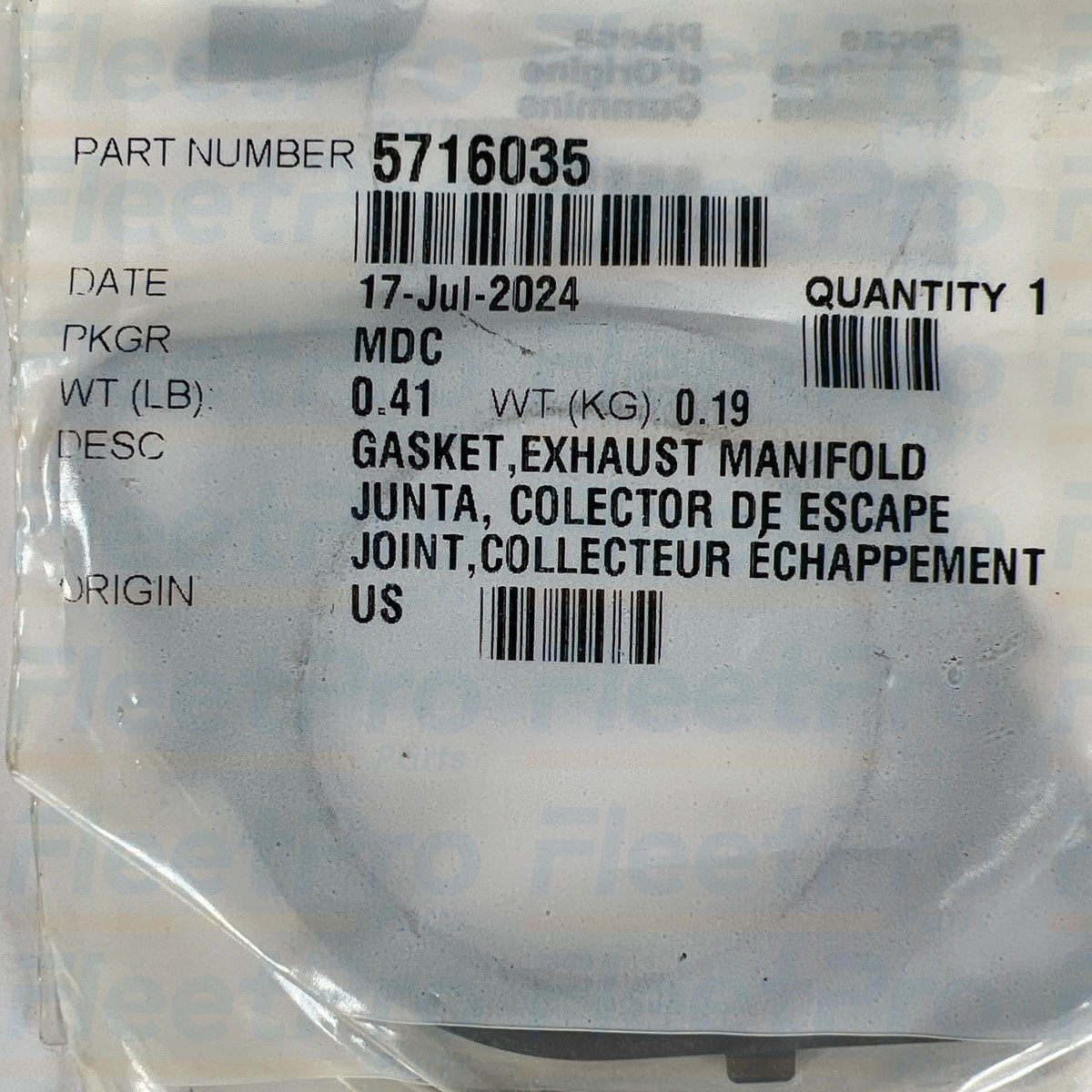 Cummins OEM exhaust manifold gasket 5716035