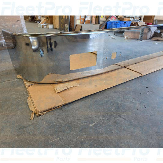 Genuine Hendrickson AERO CLAD AM0414SSC stainless steel clad aluminum front bumper full front profile view