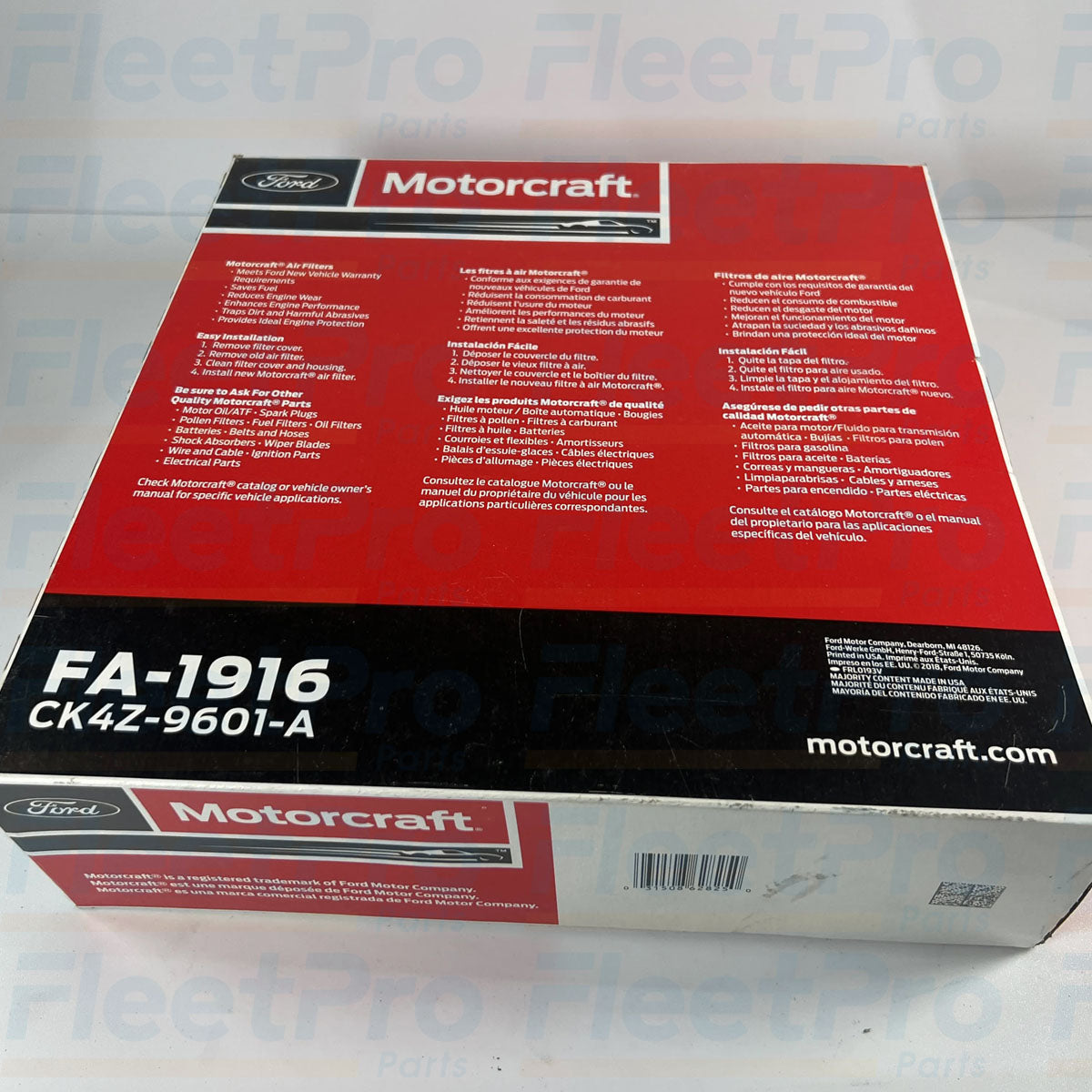Close-up view of precision pleated synthetic media on Motorcraft FA-1916 air filter
