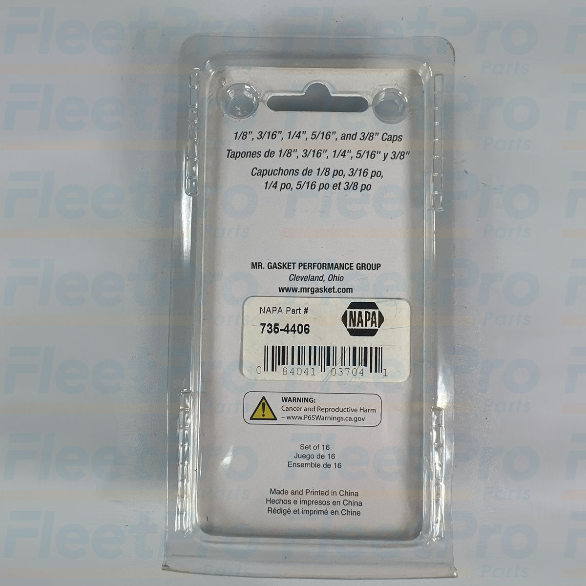 Performance engine vacuum line seal cap kit Mr Gasket part number 7354406