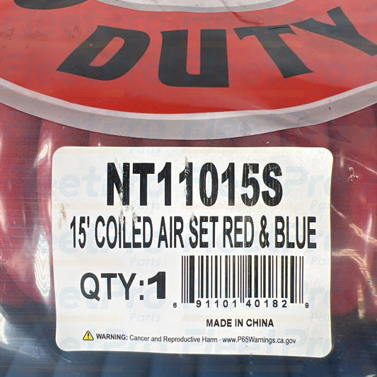 Heavy-duty 15 foot coiled air hose set