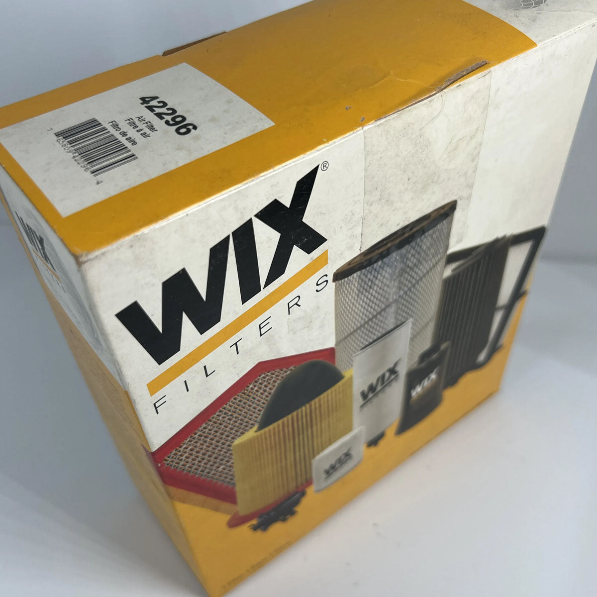 Close-up view of precision pleated filter media and mesh liner on Wix 42296