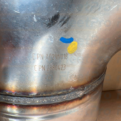 Front view Cummins tube connector elbow