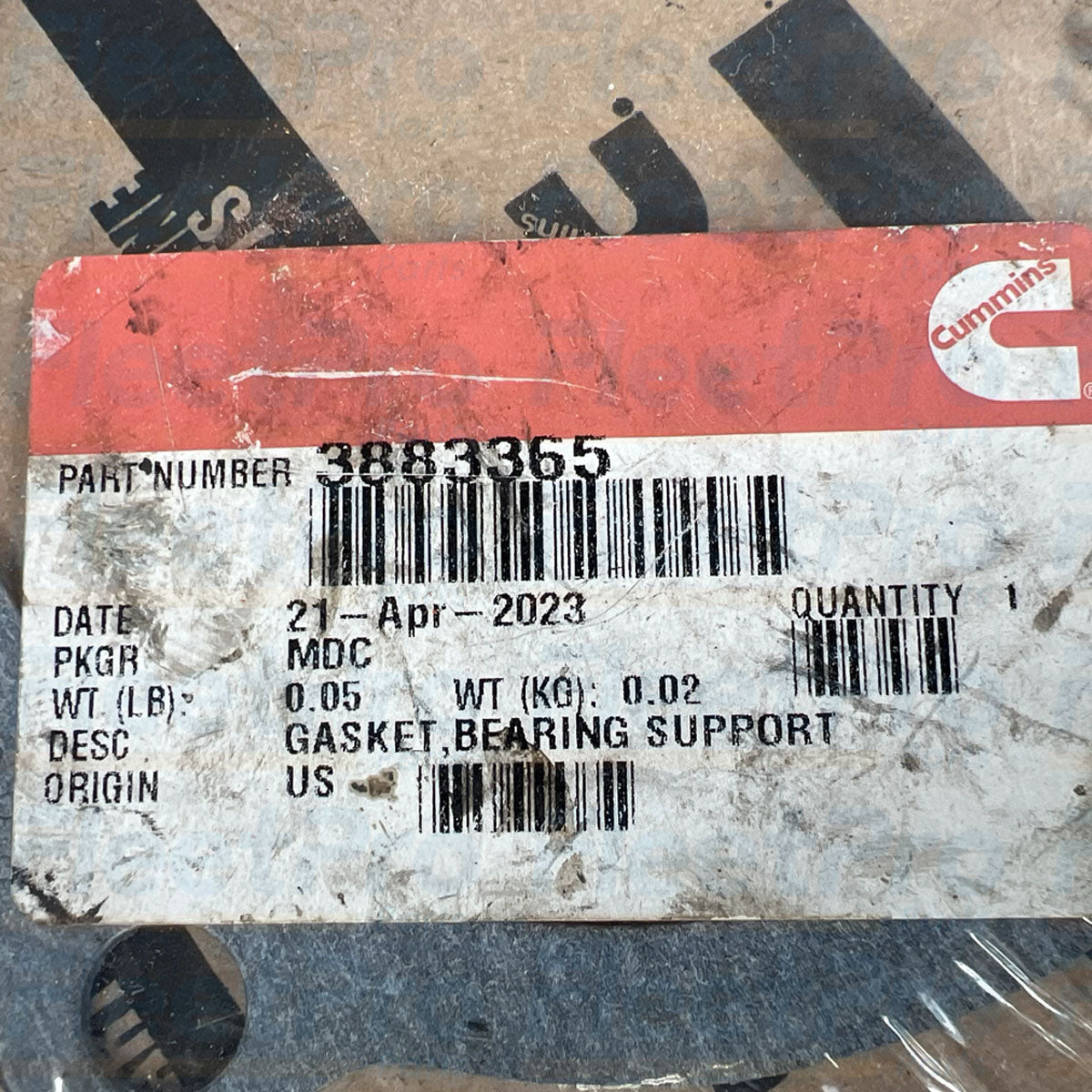 Genuine Cummins bearing support gasket