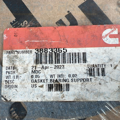 Genuine Cummins bearing support gasket