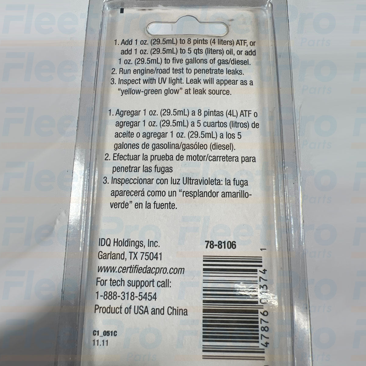 Auto Pro Fluorescent Leak Detection Dye 1 oz Bottle