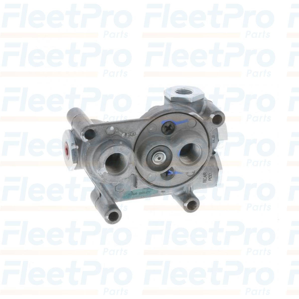 Side connection ports of Bendix 2015037C91 showing service and emergency line fittings