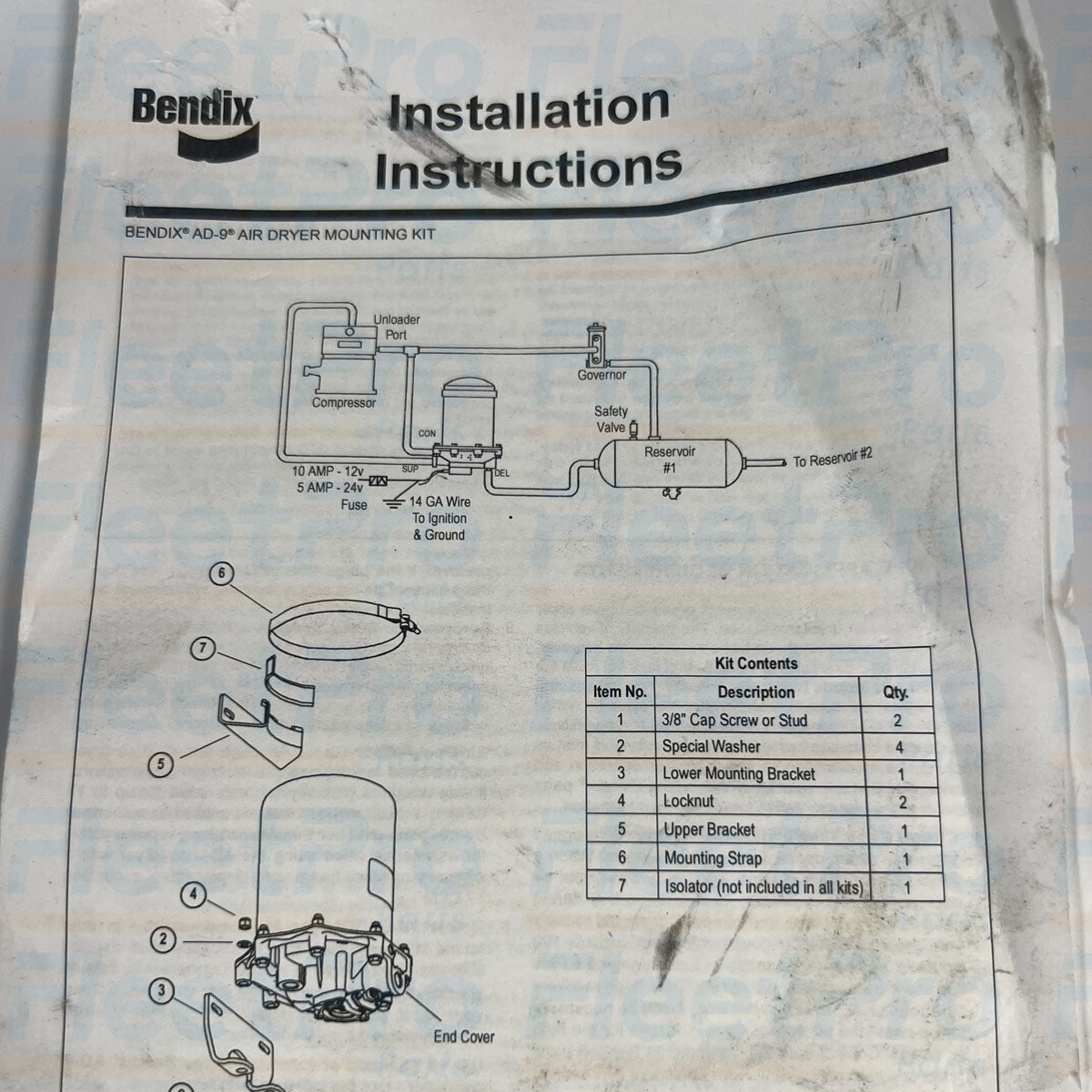 Heavy-duty upper retention strap detail on Bendix 5009610 AD-9 bracket kit