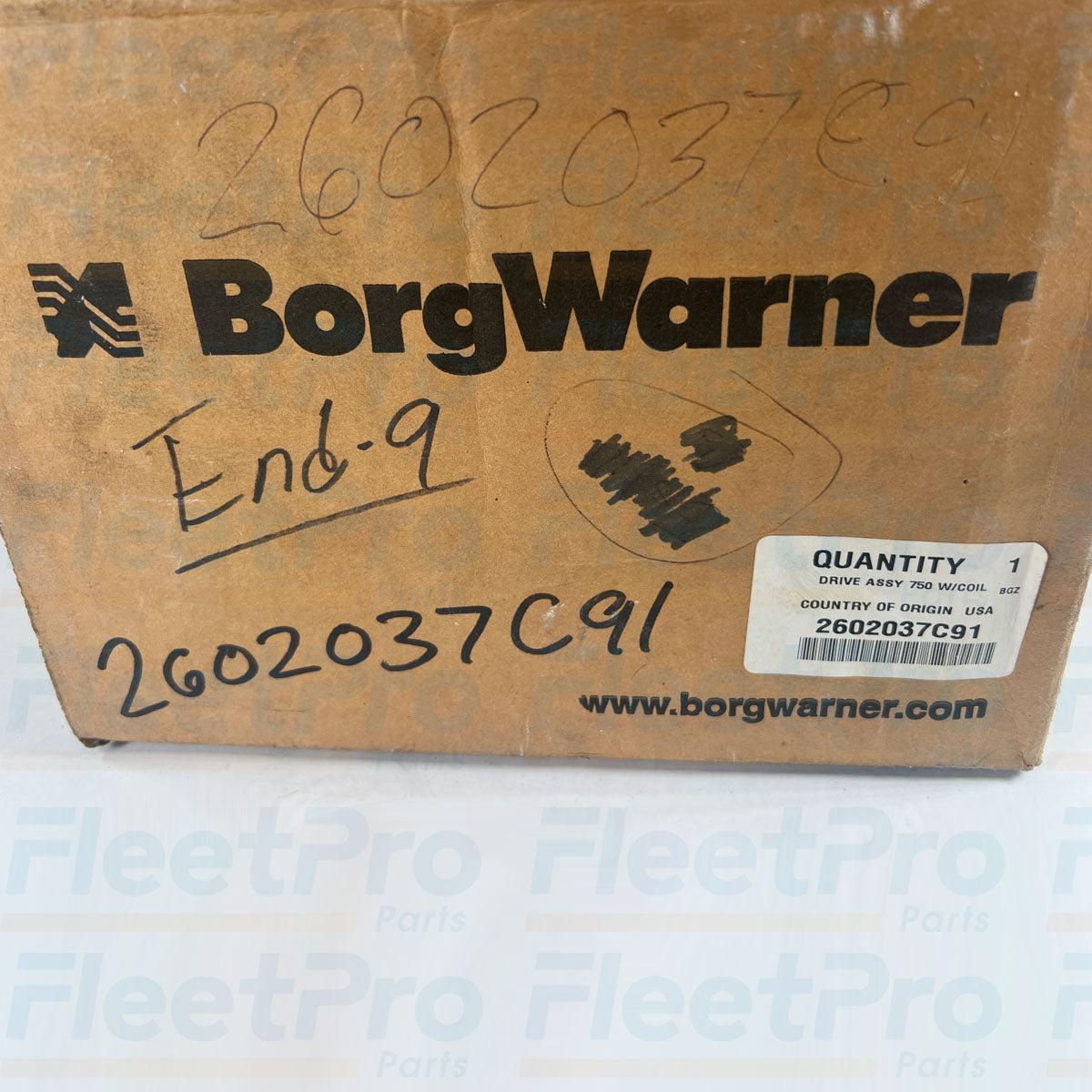 Original factory box packaging and genuine Navistar / BorgWarner manufacturer part label showing 010021314B