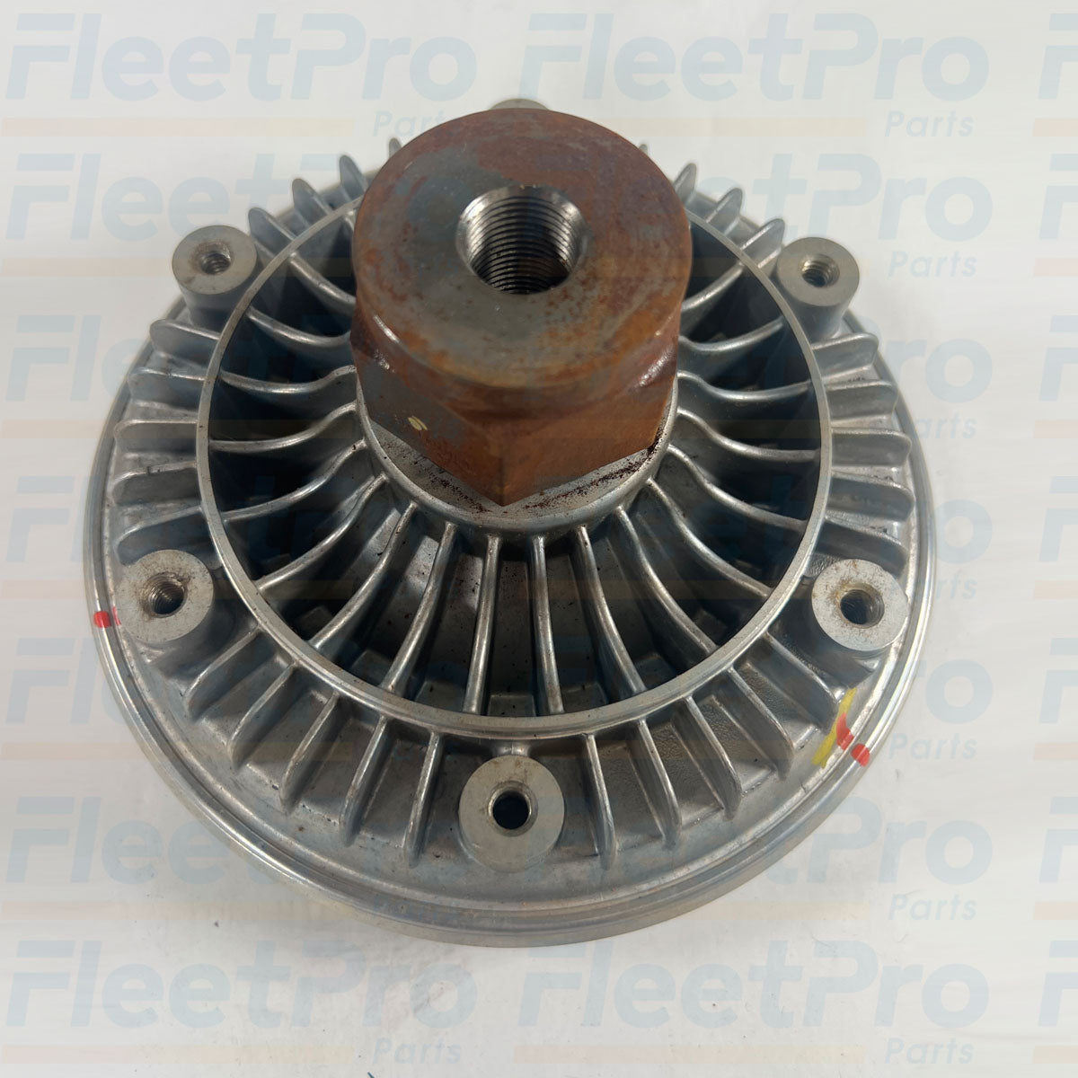Close-up view of precision bi-metallic thermal sensing coil on front face of BorgWarner 2602037C91 fan drive