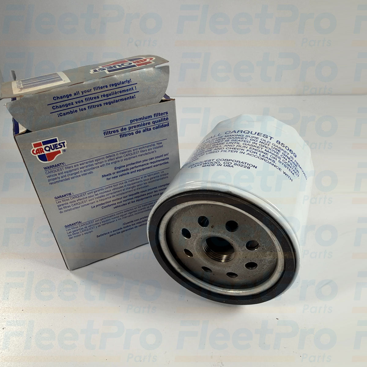 Heat-resistant nitrile rubber gasket detail on Carquest 85069 spin-on oil filter