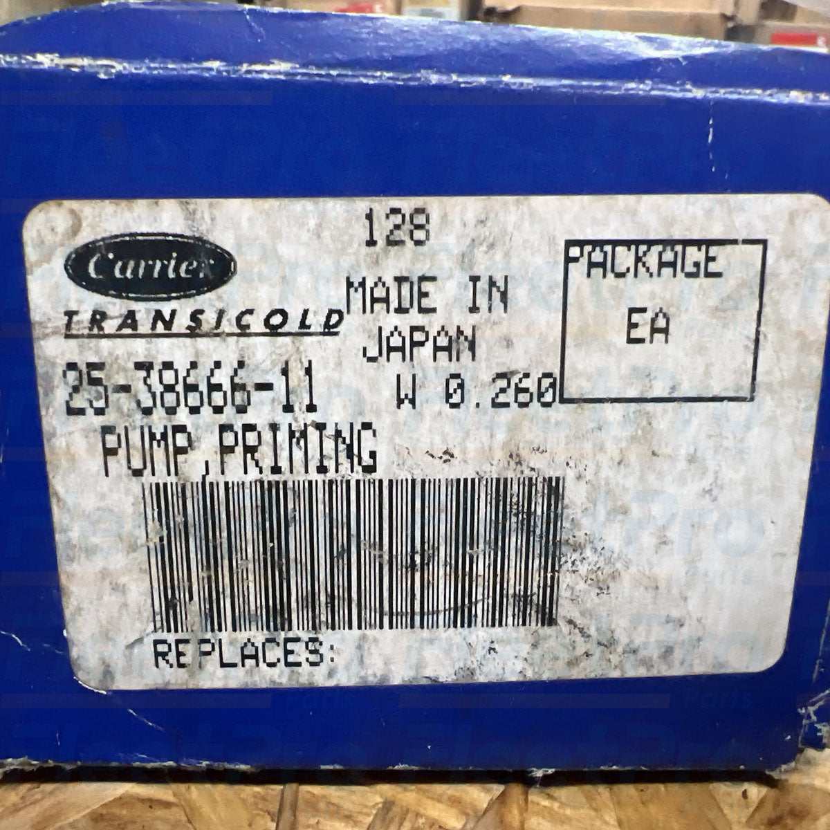 Factory box packaging and genuine Carrier Transicold part label for 25-38666-11