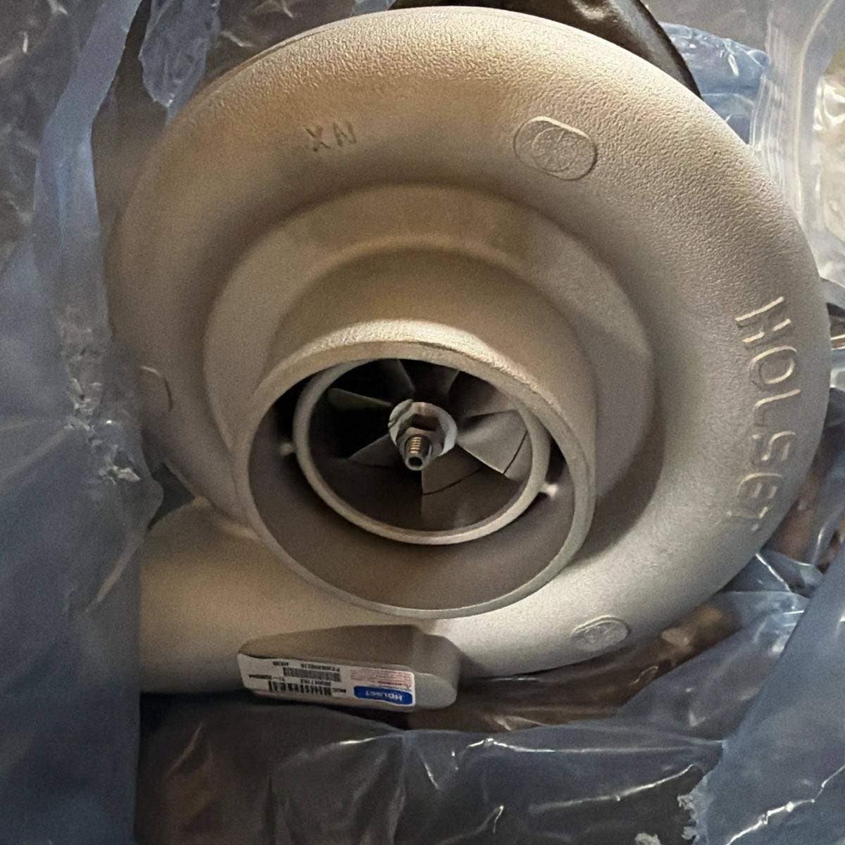 Genuine Cummins 3800471RX Holset HX55 remanufactured turbocharger full front perspective view