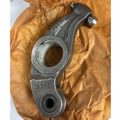 Close-up view of induction-hardened valve stem contact tip on Cummins 4386046 rocker lever