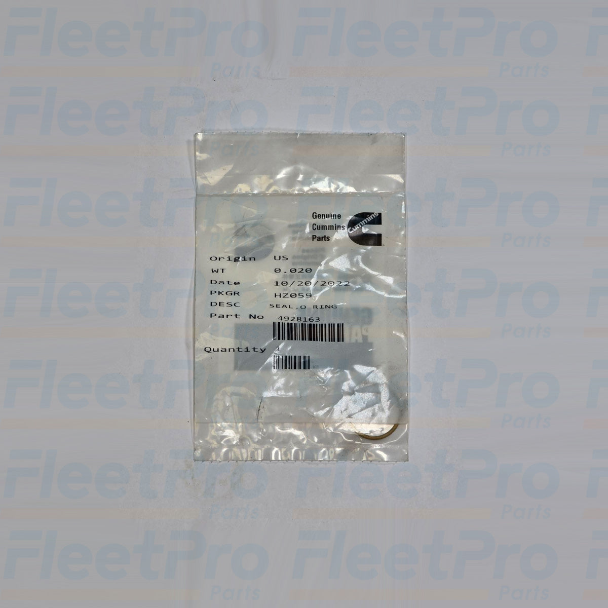 Cummins 4928163 injector o-ring for fuel system - package