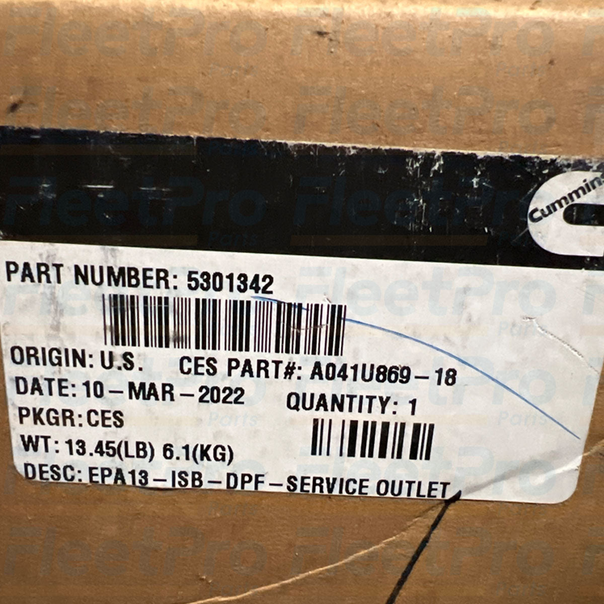Factory box packaging and genuine Cummins manufacturer label for 5301342 module