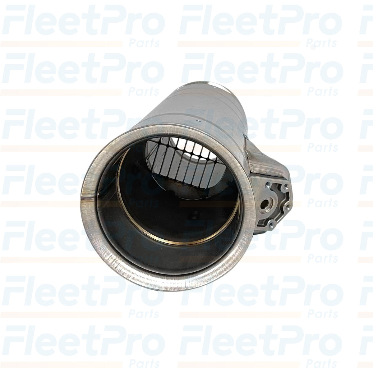 Closeup of DEF inlet ports on Cummins aftertreatment decomposition reactor 5271590