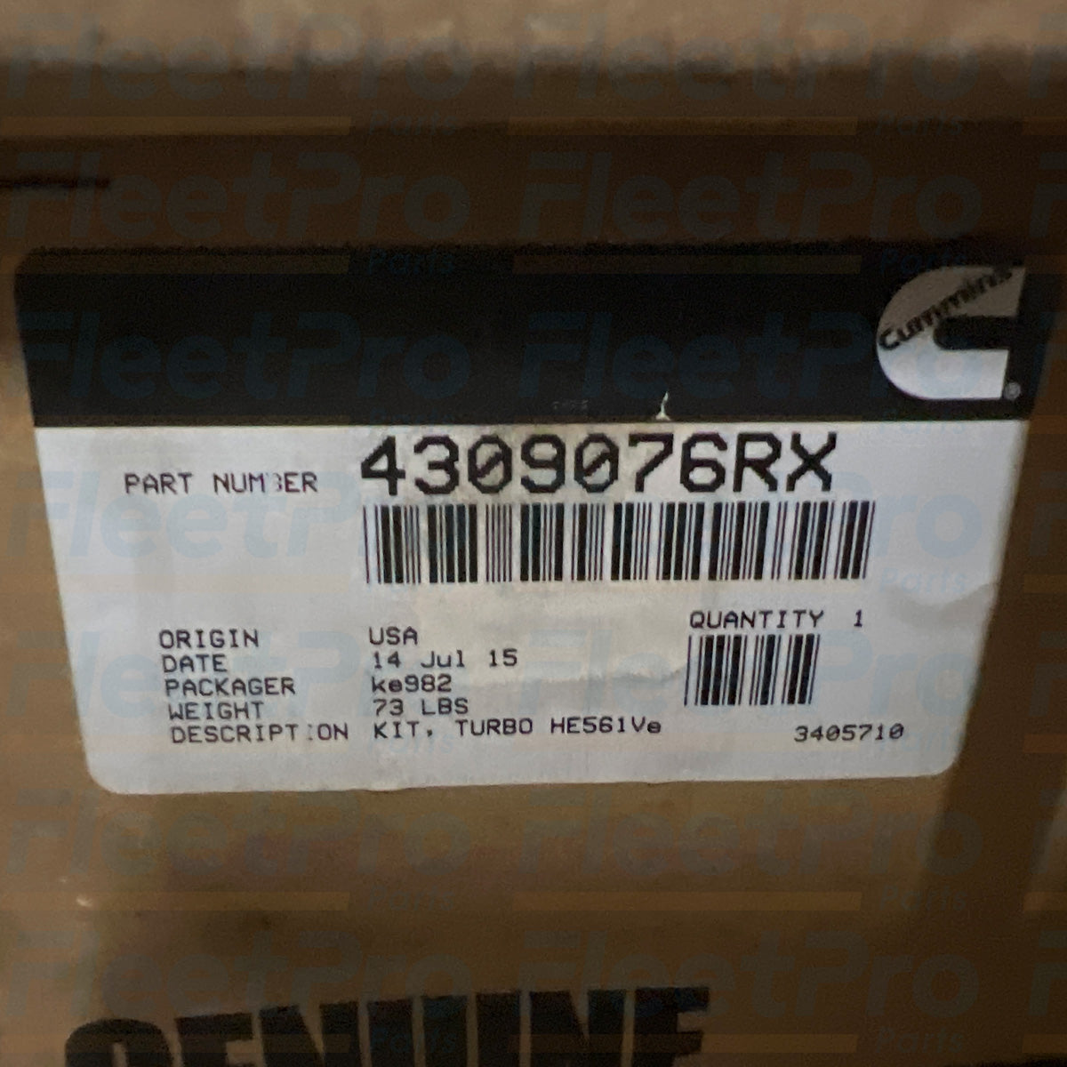 Cummins engine air boost turbocharger 4309076RX