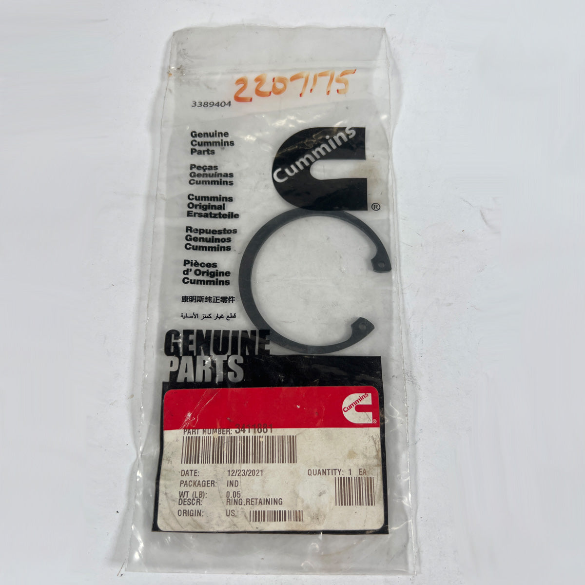 Heavy duty Cummins retaining ring 3411881 for industrial engine use