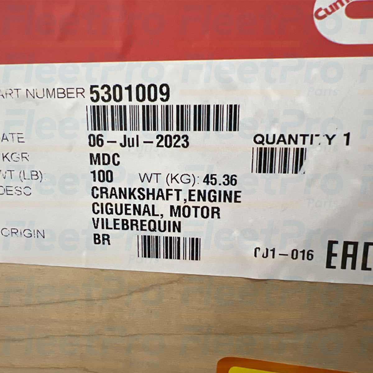 OEM Cummins crankshaft 5301009 precision machined component