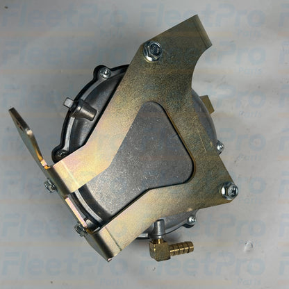 Close-up view of threaded LP gas inlet port on Cummins Onan 0148-1145 regulator