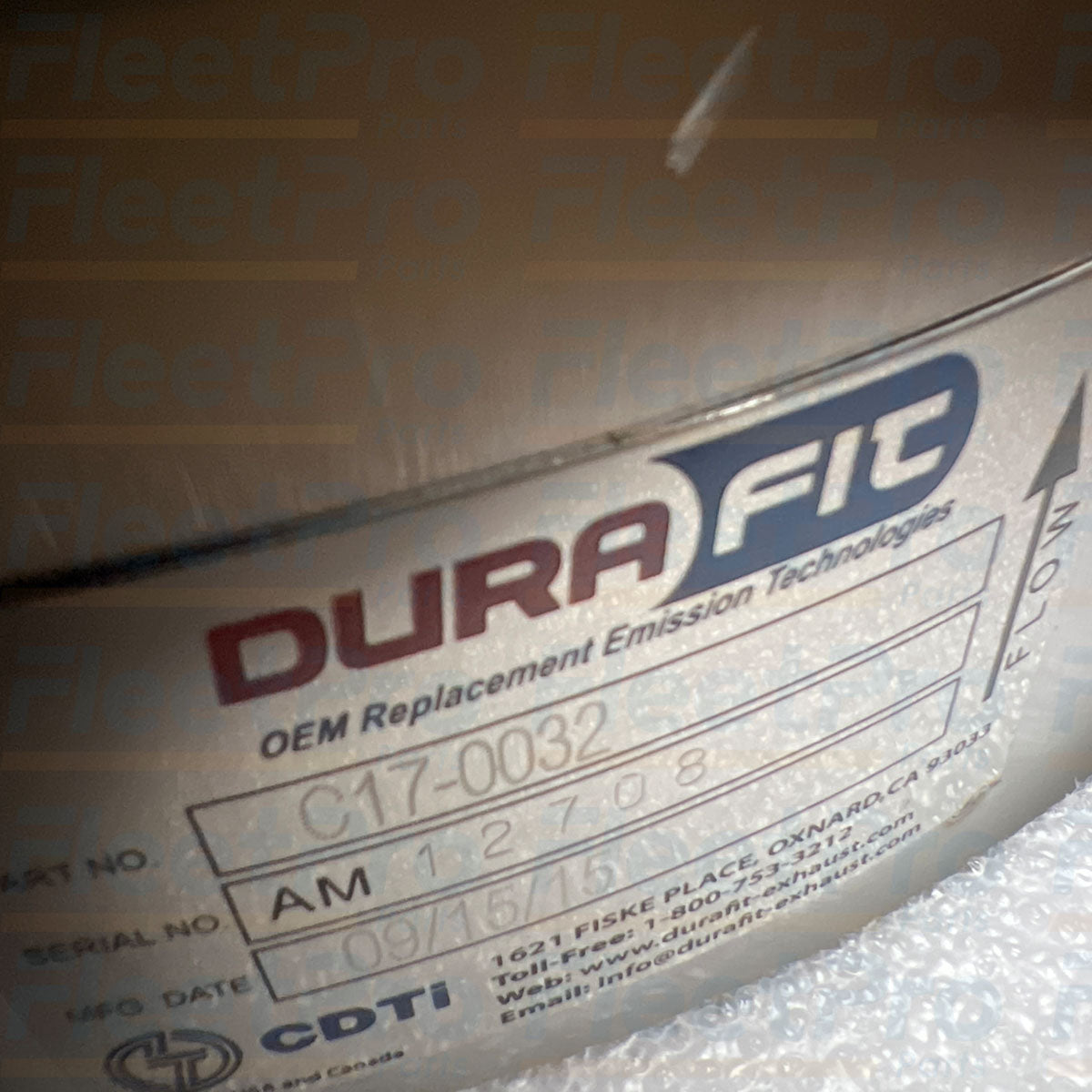 Close-up view of precision exhaust inlet mounting flange on DuraFit C17-0032 DPF