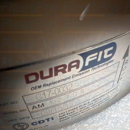 Close-up view of precision exhaust inlet mounting flange on DuraFit C17-0032 DPF