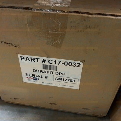 Factory protective box packaging and part label view for DuraFit C17-0032 DPF