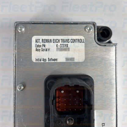 Close-up view of electrical connector pin header on Eaton K-373RX transmission ECU