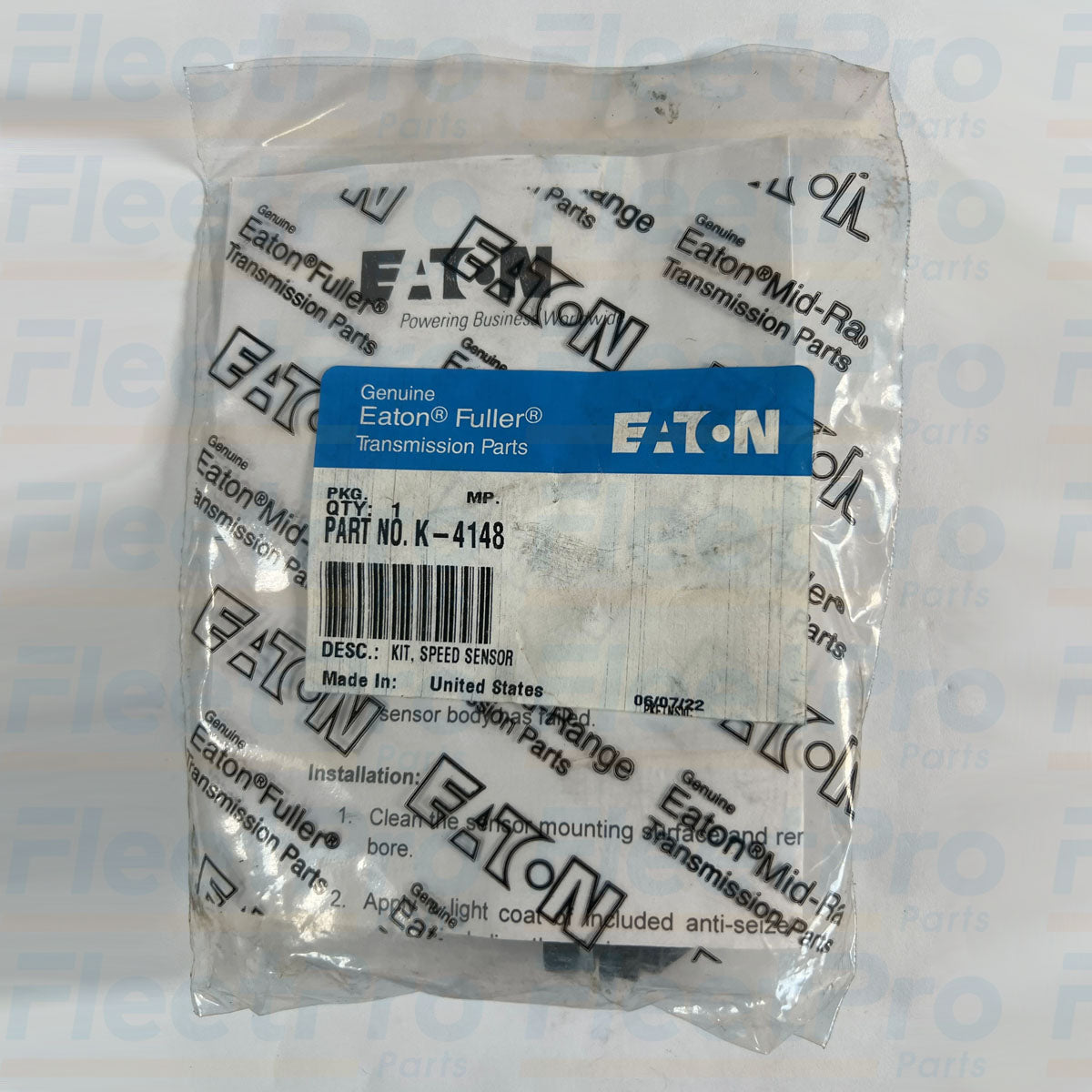 Mounting bolt and hardware included with Eaton K-4148 sensor kit