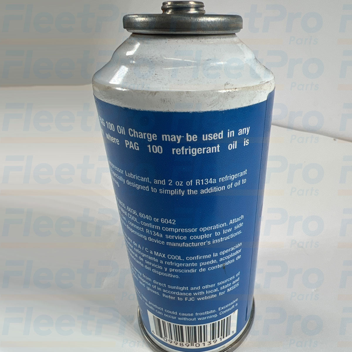 Side profile angle showing total canister height and body diameter on FJC 9143 oil charge