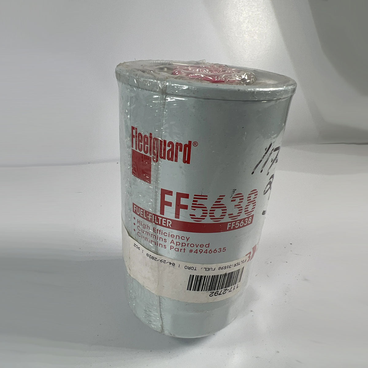 Genuine Fleetguard FF5638 Caterpillar 117-2792 secondary spin-on diesel fuel filter full front view