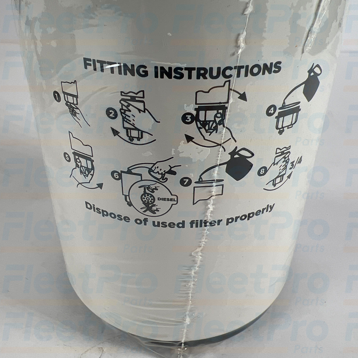 Side view Fleetrite FLTFFFR015 diesel fuel filter