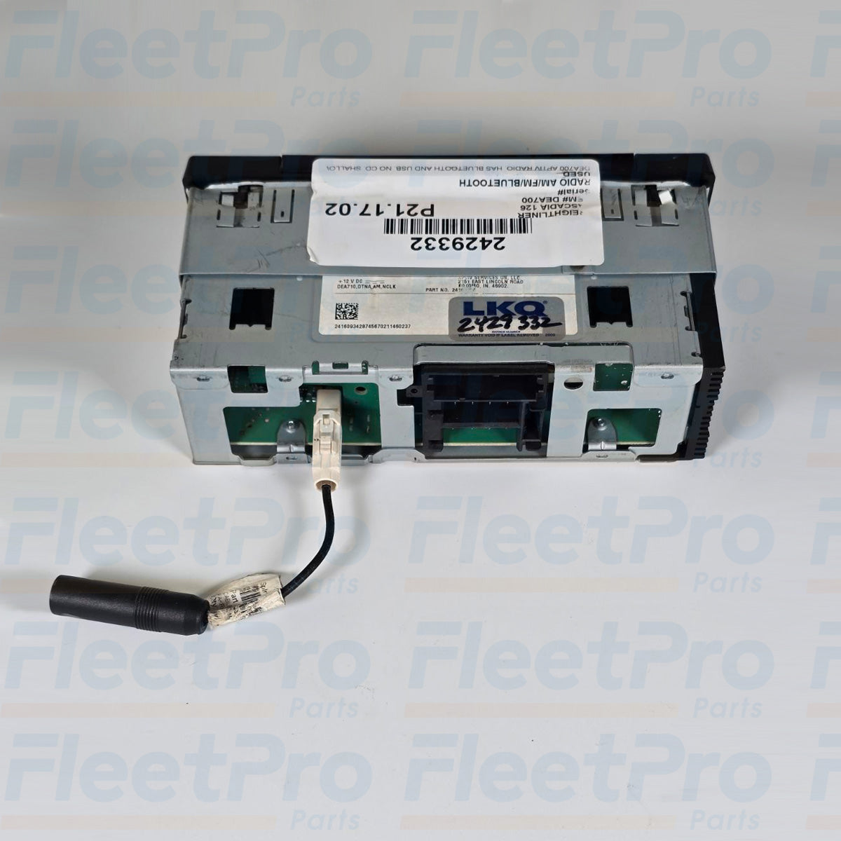 Back view of Freightliner radio 2429332 showing display and controls