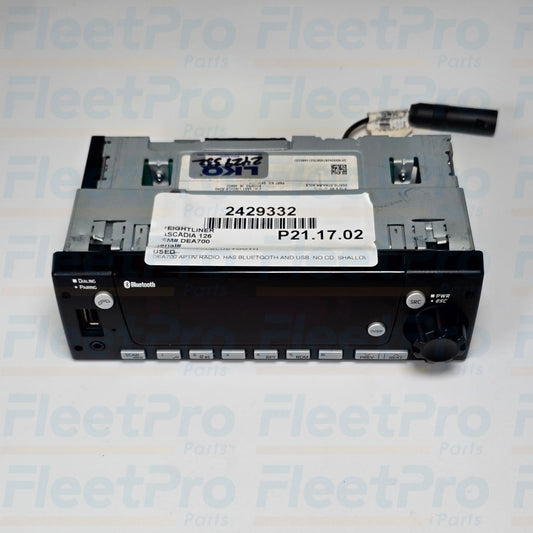 Freightliner radio 2429332 Bluetooth connectivity icons and USB port close-up