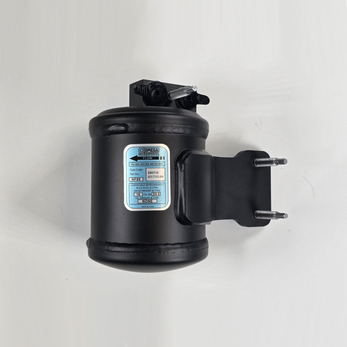 Front view of Freightliner A/C Air Dryer A22-77123-000 showing inlet and outlet ports