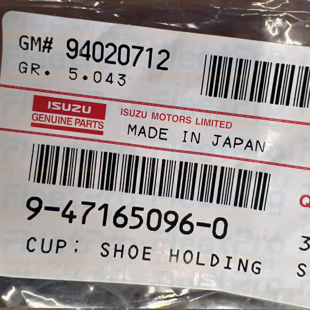 Genuine Isuzu brake shoe holding cup set replacement