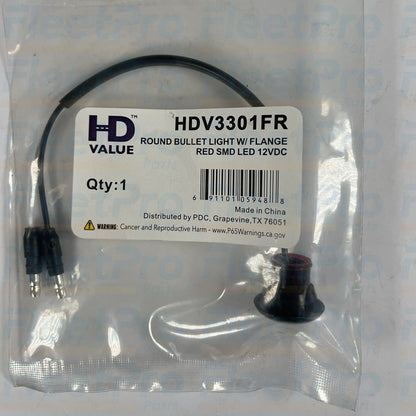 HD Value HDV3301FR round bullet red SMD LED light
