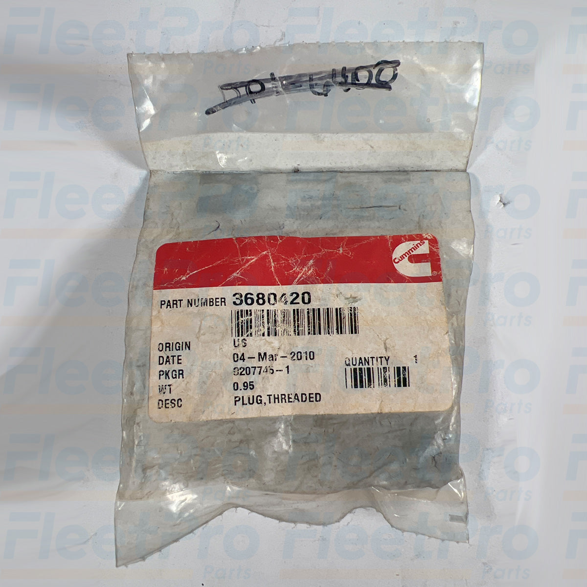 Heavy duty threaded plug Cummins