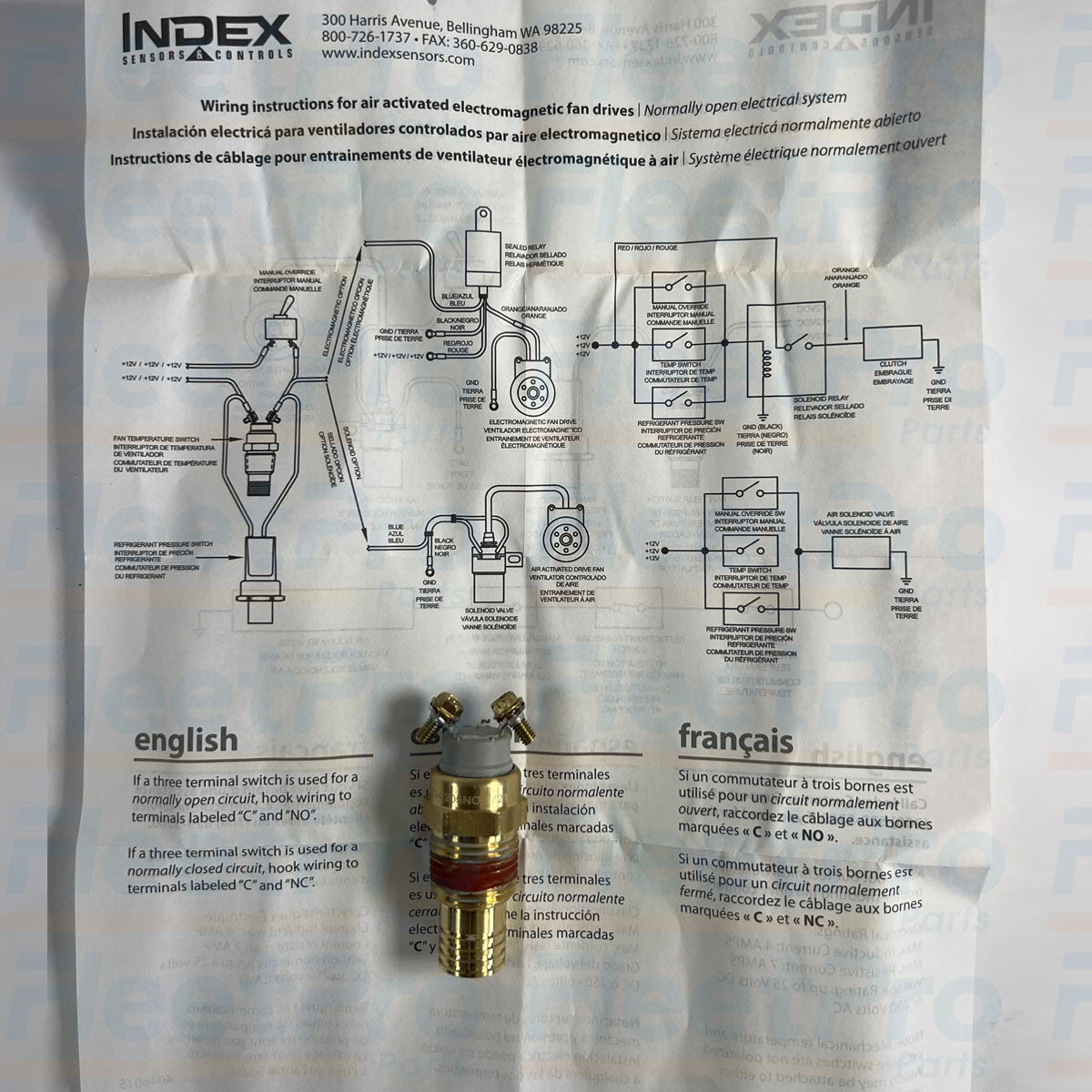 Side profile of Index 8037034P 205-degree normally open temperature switch