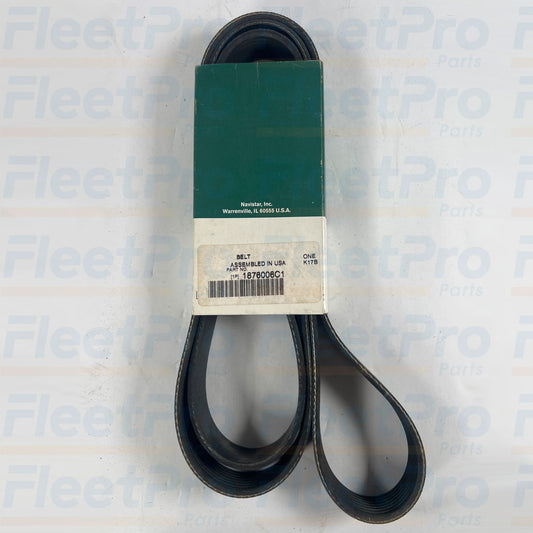 Close-up view of 8-rib poly-V profile on International 1876006C1 fan belt
