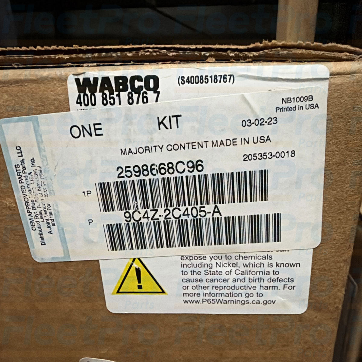 Factory box packaging and genuine Navistar / International part label for 2598668C96