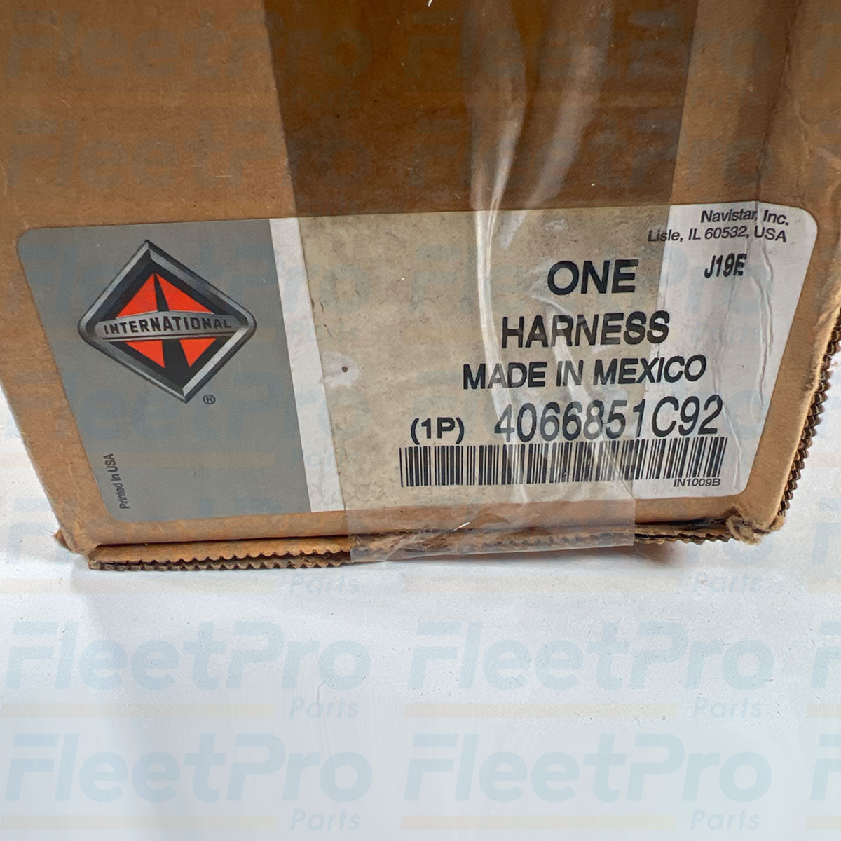 Genuine Navistar box packaging and part label for 4066851C92 engine jumper harness