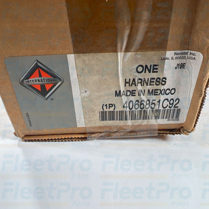 Genuine Navistar box packaging and part label for 4066851C92 engine jumper harness