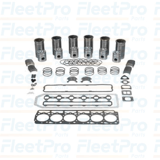 Components of International DT466E Overhaul Kit FLTWK1876205 laid out for installation