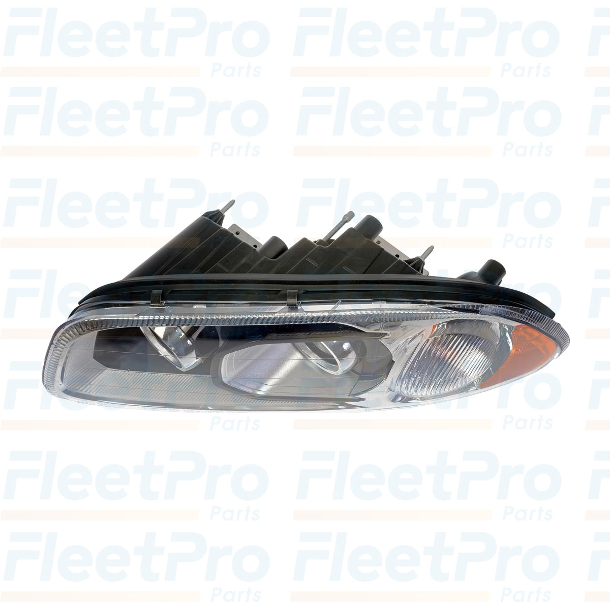Close-up of Mack 888-5504 Driver Side Headlight lens, showing clarity and detail