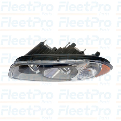 Close-up of Mack 888-5504 Driver Side Headlight lens, showing clarity and detail